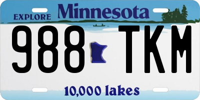 MN license plate 988TKM