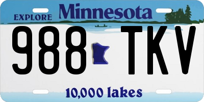 MN license plate 988TKV