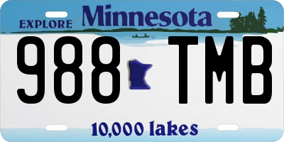 MN license plate 988TMB