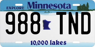 MN license plate 988TND