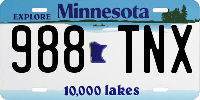 MN license plate 988TNX
