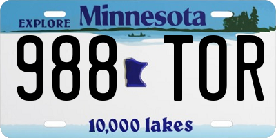 MN license plate 988TOR