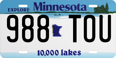 MN license plate 988TOU