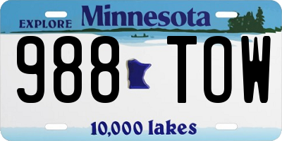 MN license plate 988TOW
