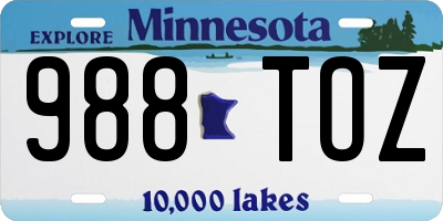 MN license plate 988TOZ