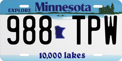 MN license plate 988TPW