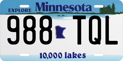 MN license plate 988TQL