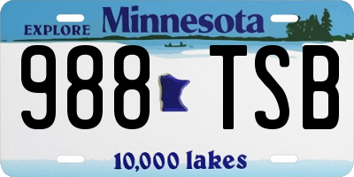 MN license plate 988TSB