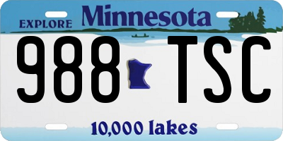 MN license plate 988TSC