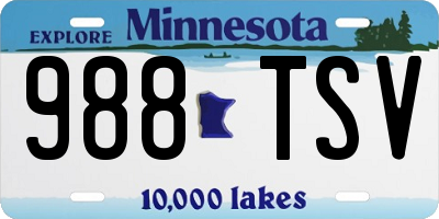 MN license plate 988TSV