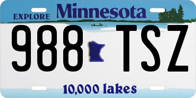 MN license plate 988TSZ