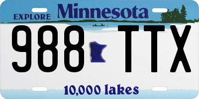MN license plate 988TTX