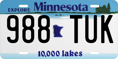 MN license plate 988TUK