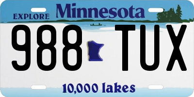MN license plate 988TUX