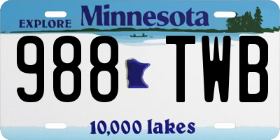 MN license plate 988TWB