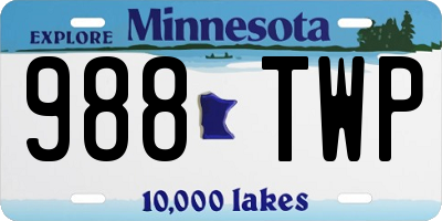 MN license plate 988TWP