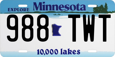 MN license plate 988TWT