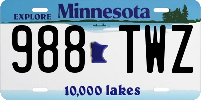 MN license plate 988TWZ