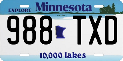 MN license plate 988TXD