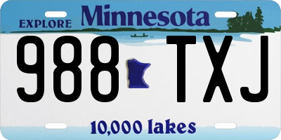 MN license plate 988TXJ
