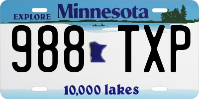 MN license plate 988TXP