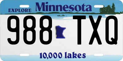 MN license plate 988TXQ
