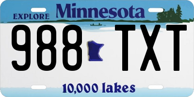 MN license plate 988TXT