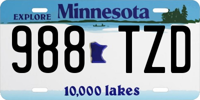 MN license plate 988TZD