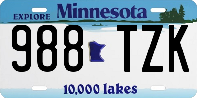 MN license plate 988TZK