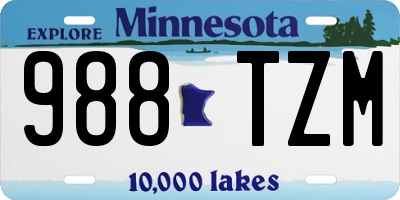 MN license plate 988TZM
