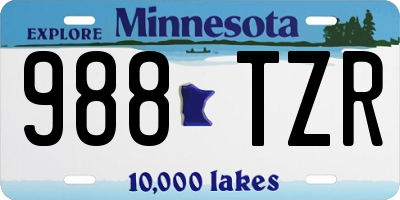 MN license plate 988TZR