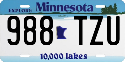 MN license plate 988TZU