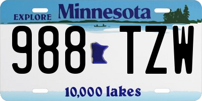 MN license plate 988TZW
