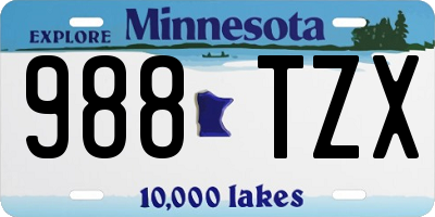 MN license plate 988TZX
