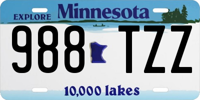 MN license plate 988TZZ