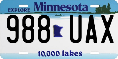 MN license plate 988UAX