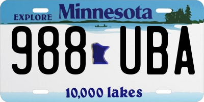 MN license plate 988UBA