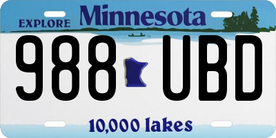 MN license plate 988UBD