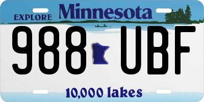 MN license plate 988UBF