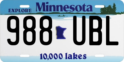 MN license plate 988UBL