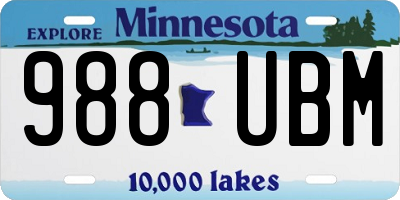 MN license plate 988UBM