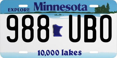 MN license plate 988UBO