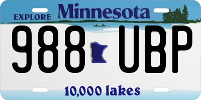 MN license plate 988UBP