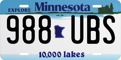 MN license plate 988UBS
