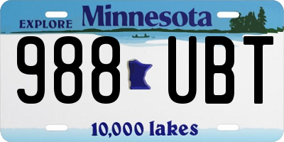 MN license plate 988UBT