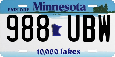 MN license plate 988UBW