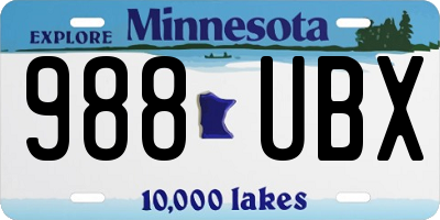 MN license plate 988UBX