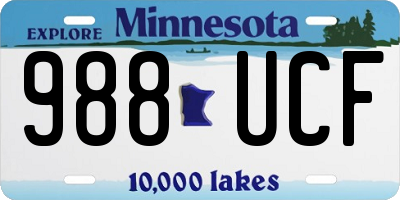 MN license plate 988UCF