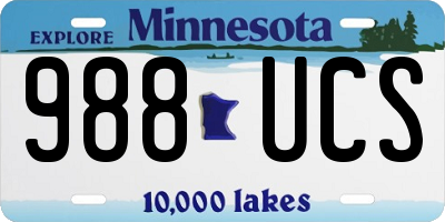 MN license plate 988UCS