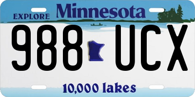 MN license plate 988UCX